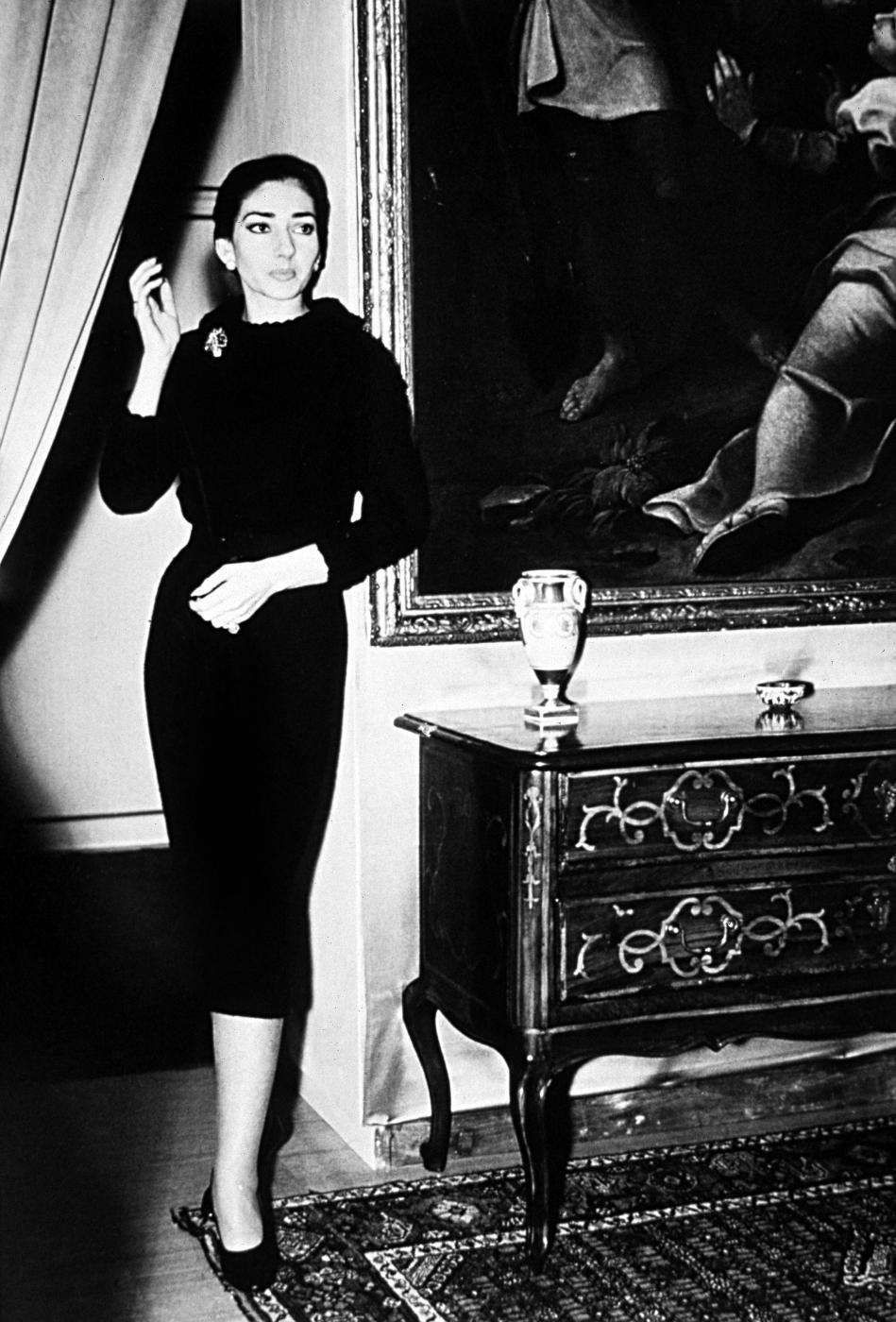 Elegant style icon wardrobe essentials: Maria Callas in black dress