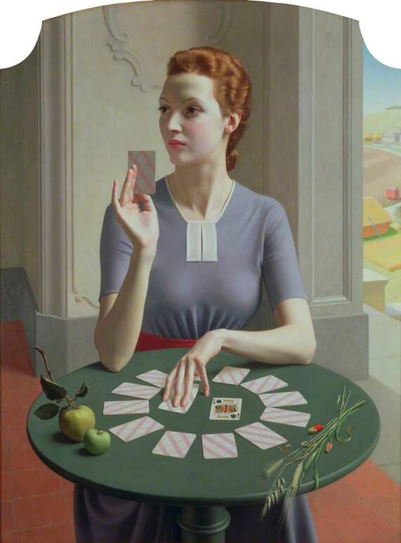 A game of Patience by Meredith Frampton modeled by Marguerite Kelsey, 1937, Ferens Art Gallery in Hull