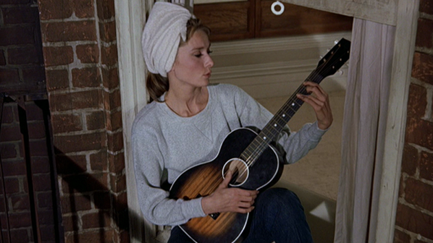 Audrey Hepburn movie costume in film Breakfast at Tiffany's(1961), the complete wardrobe of Holly Golightly: Light grey sweater and blue jean with head towel