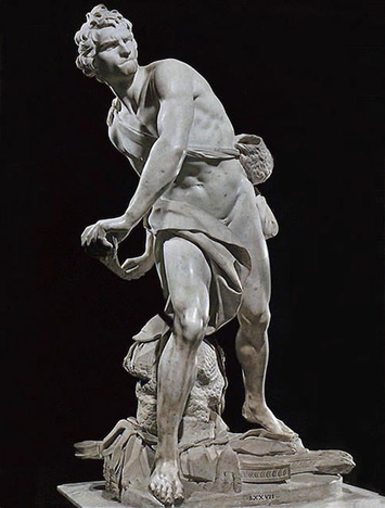 Sculpture David by gian Lorenzo bernini for cardinal Scipione Borghese, 1623-1624