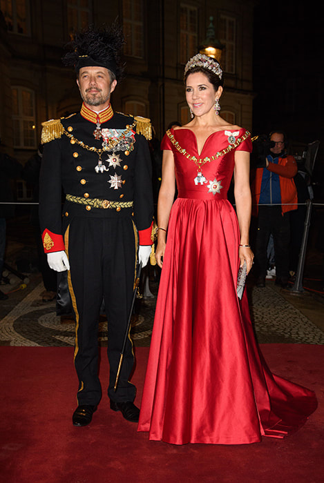 Celebrating Crown Princess Mary of Denmark's 50th birthday in 50 elegant day dresses and evening gowns: Princess Mary in red evening gown