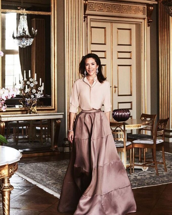 Celebrating Crown Princess Mary of Denmark's 50th birthday in 50 elegant day dresses and evening gowns: Princess Mary in nude/blush evening ensemble