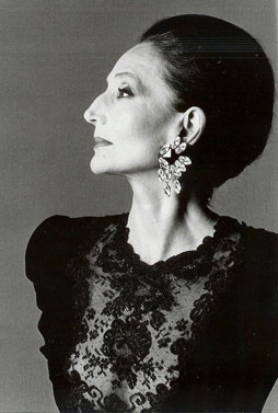 jacqueline de ribes wearing photo by Harry Winston diamond earrings, 1986, Francesco Scavullo (1921-2004)