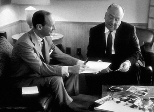 Screenwriter Ernest Lehman and director Alfred Hitchcock working on ‘North by Northwest’