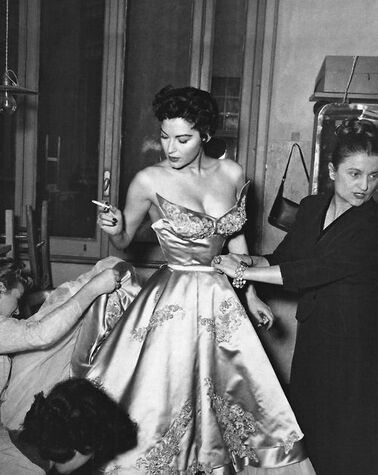 Ava Gardner(24 December 1922-26 January 1990) fitting for Balenciaga gown