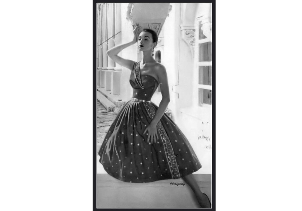 Elegant style icon wardrobe essentials: The Polka dot: Ruth Neumann in polka dot dress, 1956, photo by Gleb Derujinsky