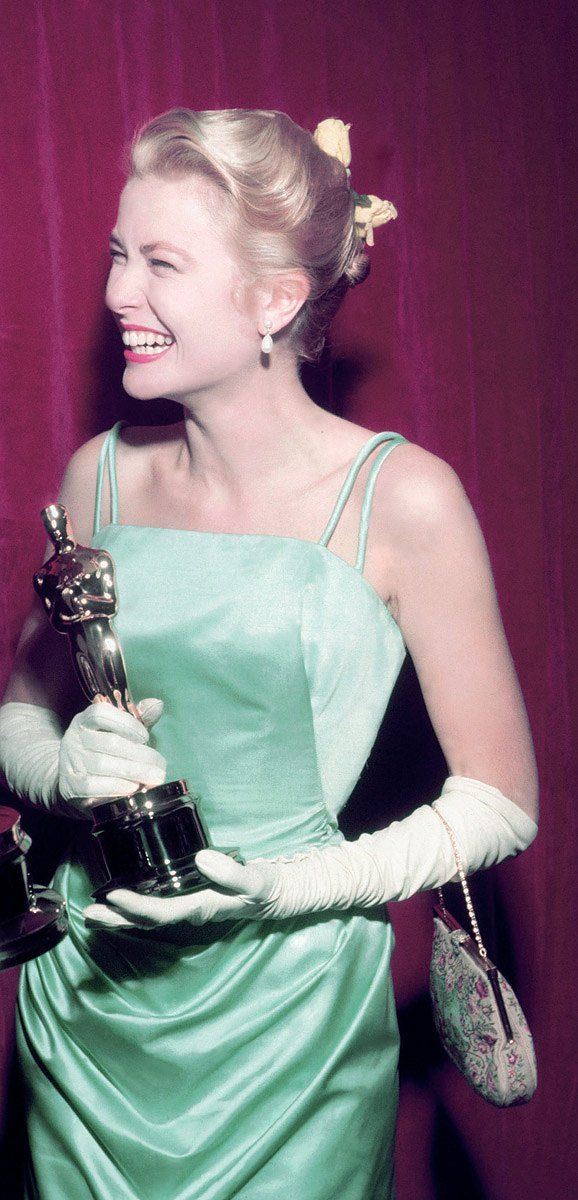 Grace Kelly ice blue French silk satin gown for Oscar Ceremony 1955 designed by Edith Head