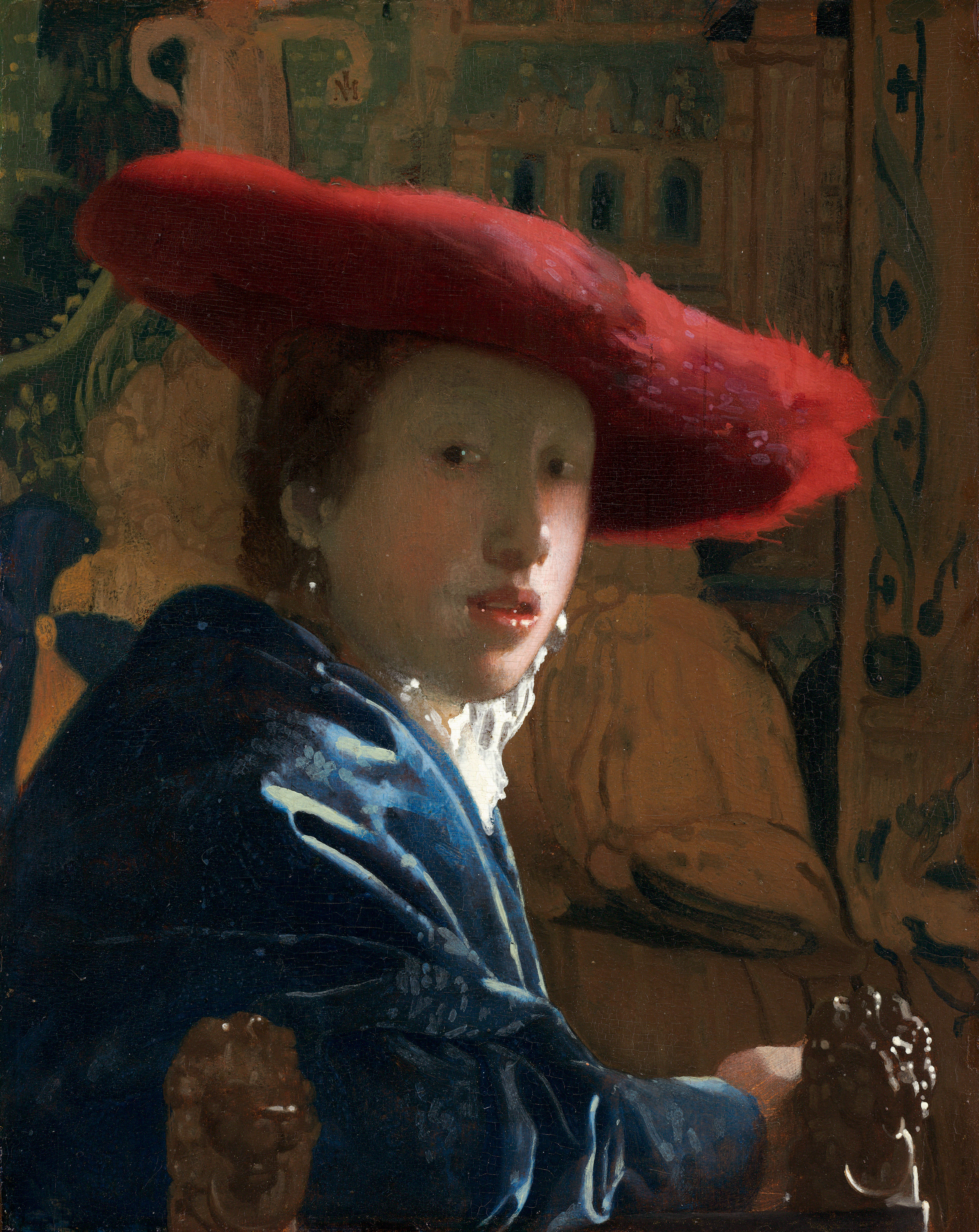 Gilr with a red hat by Joannes Vermeer