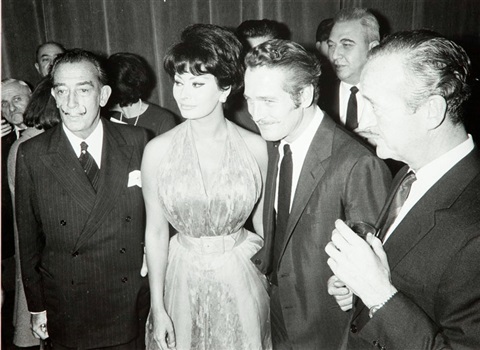 David Niven with Sophia Loren and Salvador Dali