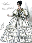 Edith Head's designing sketch for Olivia de Havilland's dress in The Heiress (1949)