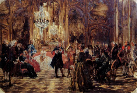 Frederick the Great Playing the Flute at Sanssouci. 1852 