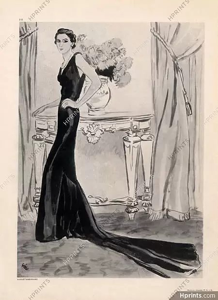 Fashion sketches of Augusta Bernard's evening dresses