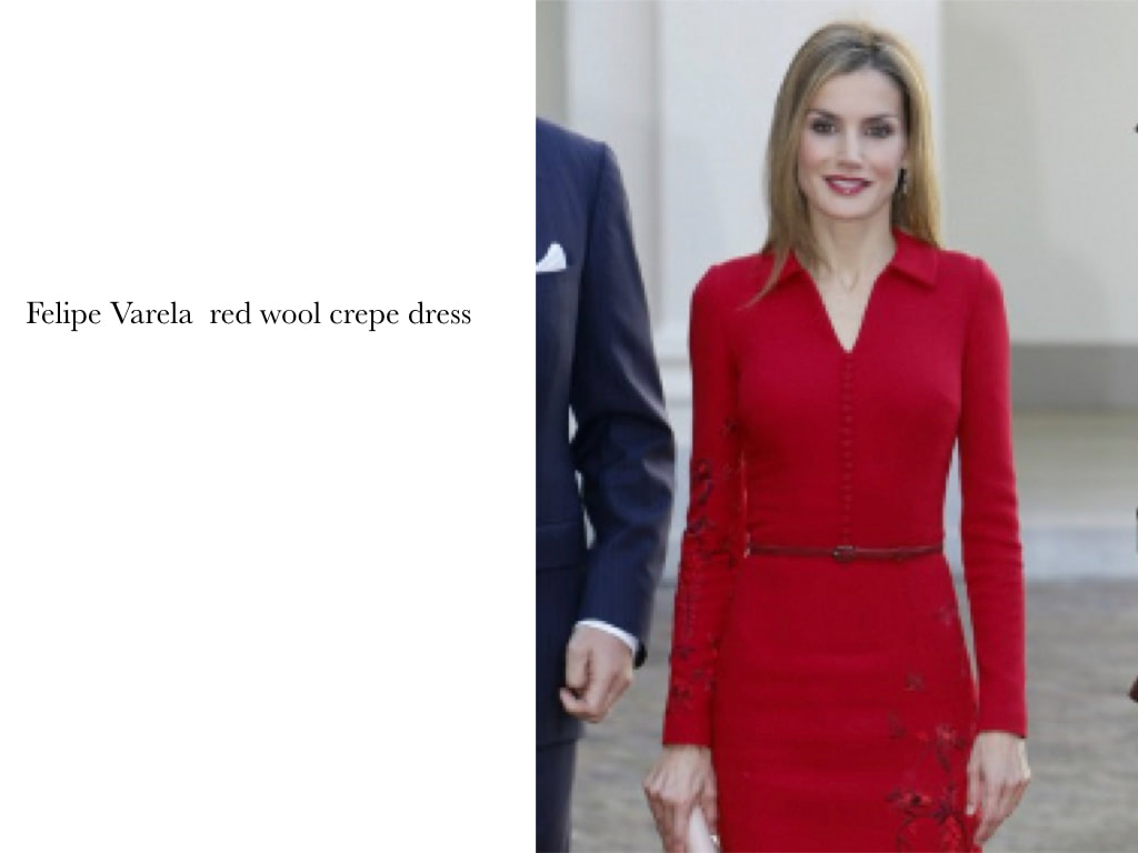 Queen Letizia of Spain Felipe Varela red wool crepe dress