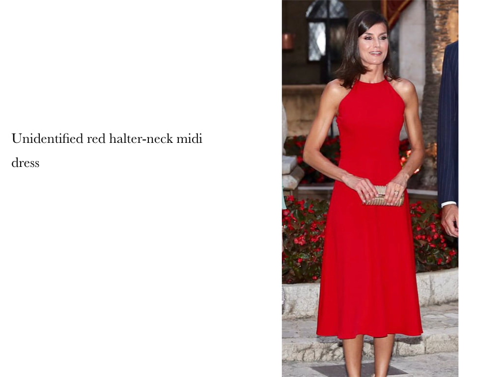 Queen Letizia of Spain Unidentified red halter-neck midi dress