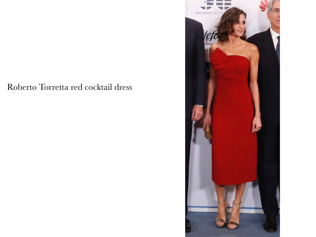 Queen Letizia of Spain Roberto Torretta red cocktail dress