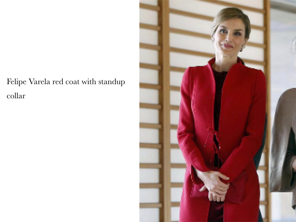 Queen Letizia of Spain Felipe Varela red coat with standup collar
