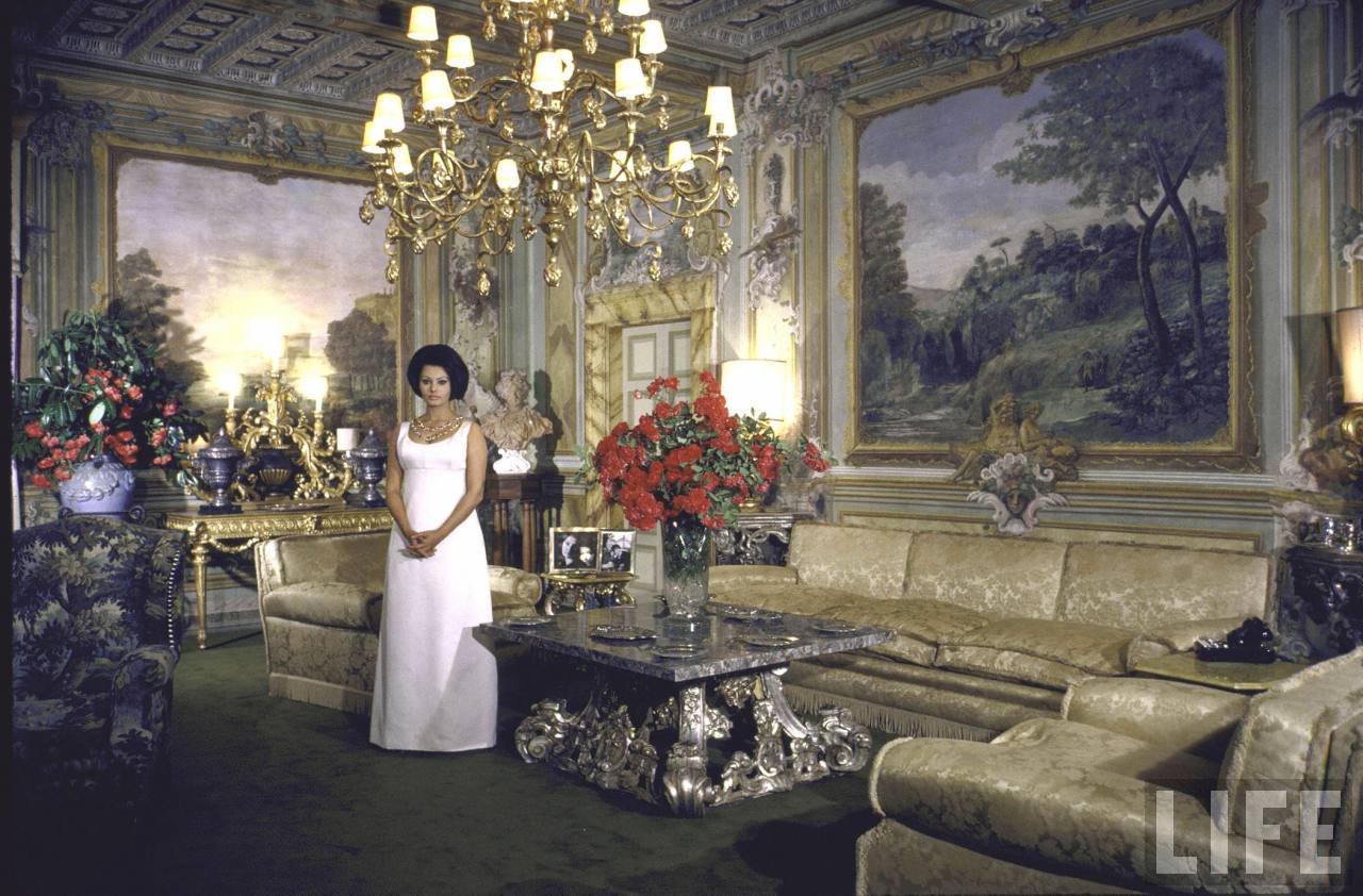 Sophia Loren at her mansion in Rome, Italy, 1964