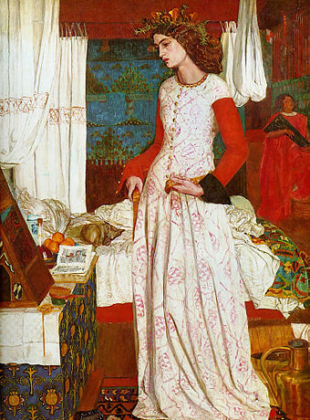 William Morris's 1858 painting La belle Iseult, also inaccurately called Queen Guinevere, is his only surviving easel painting, now in the Tate Gallery. The model is Jane Burden, who married Morris in 1859.