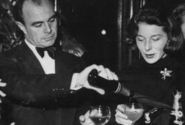 Aly Khan with his fiancee Bettina Graziani at Paris Theatre Show