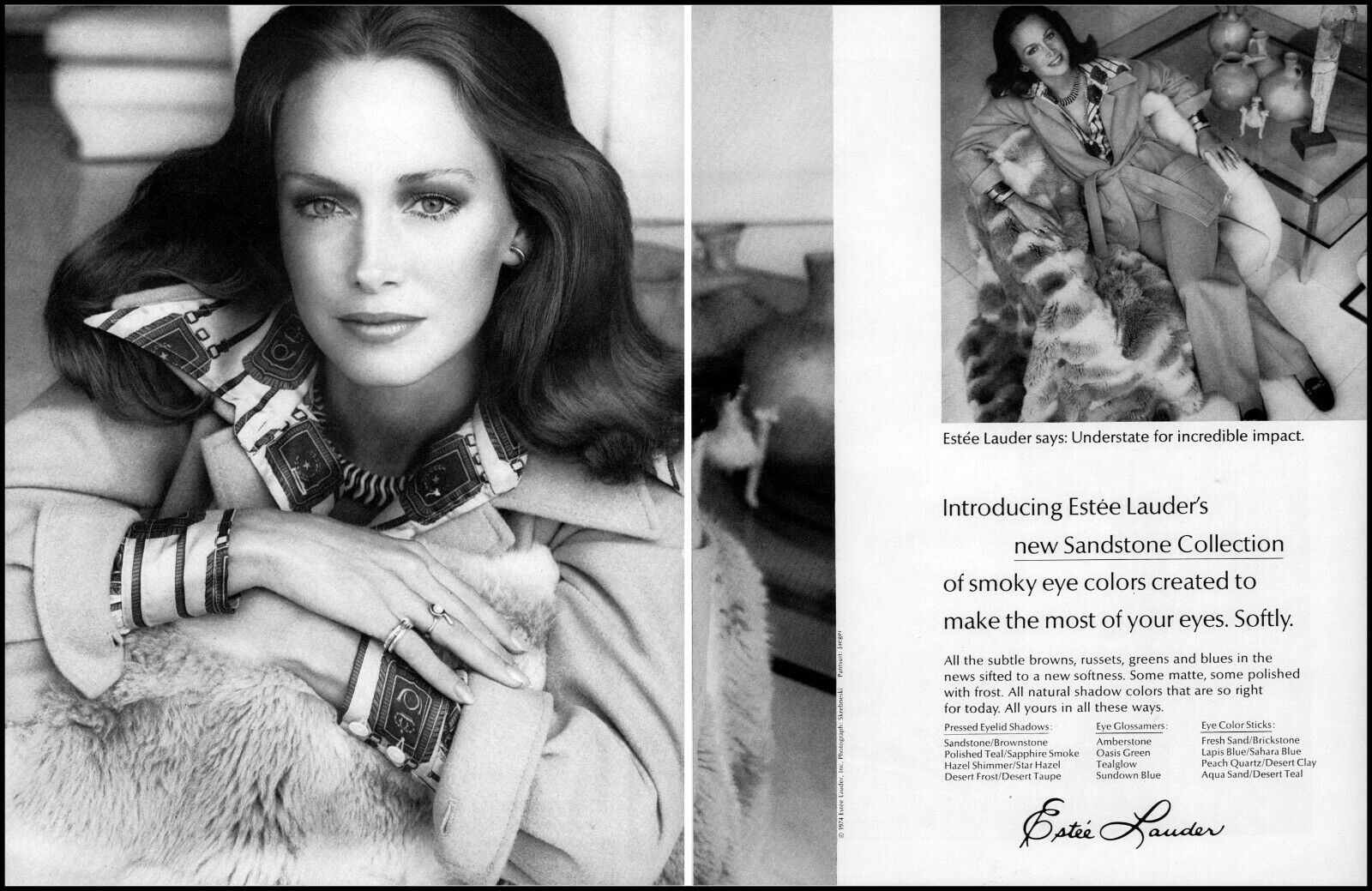 Karen Graham for Estee Lauder ad campaign, 1974