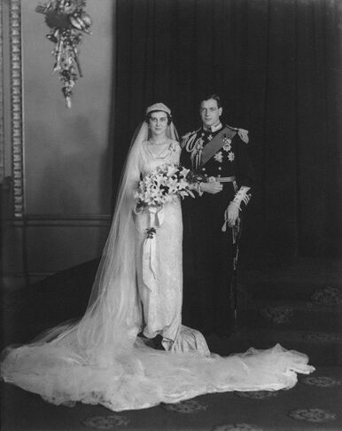 Princess Marina of Greece on her wedding to Prince George, On 29 November 1934. Her wedding gown is designed by British couturier Edward Molyneux