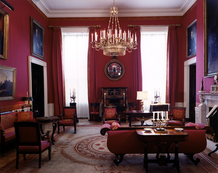The Red Room of the White House, designed by Stéphane Boudin