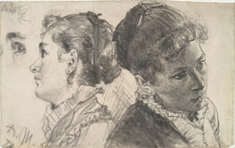studies of a young woman by Adolph von Menzel
