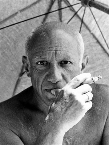 Pablo Picasso, at the beach, 1947, photo by Will Maywald