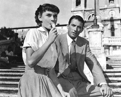 Gregory Peck and Audrey Hepburn in film Roman Holiday(1953)