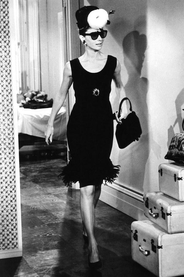 Audrey Hepburn in little black dress in film Breakfast at Tiffany's designed by Hubert de Givenchy