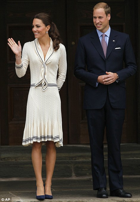 Kate Middleton Alexander McQueen cream cable knit sweater dress with sailor collar Prince Edward's Island Canada 4 July 2011