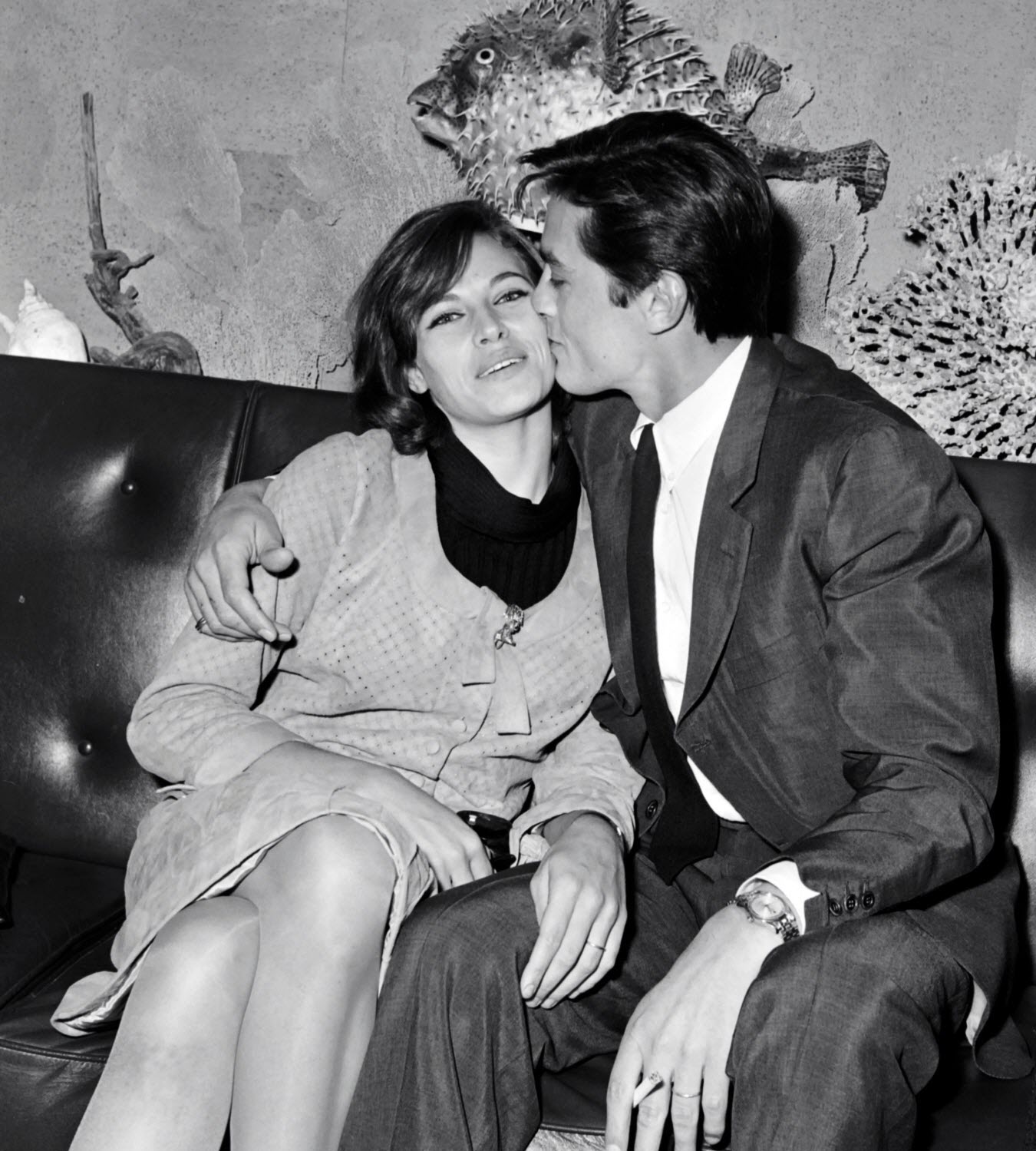 Alain Delon with his wife Natalie Delon