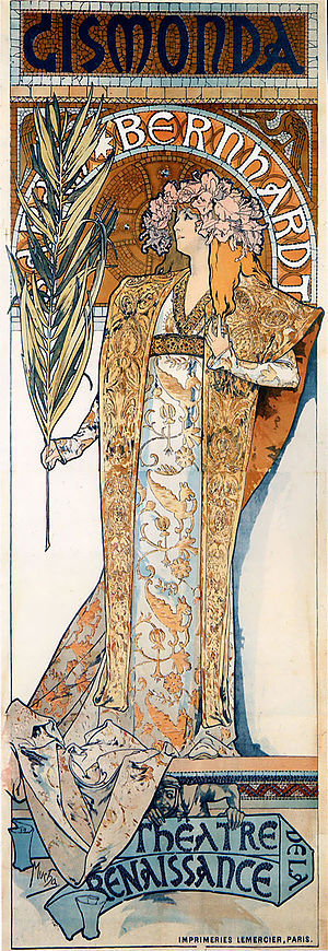 Poster of Sarah Bernhardt as Gismonda (1895) by Alphonse Mucha