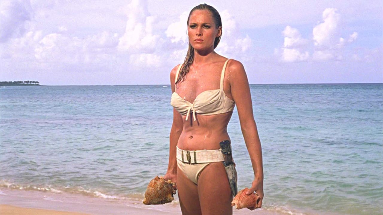 Ursula Andress as Honey Ryder, in white bikini in Dr. No (1962), the first James Bond movie