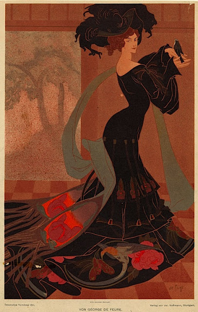 La femme à l'oiseau. Lithographie, 1901