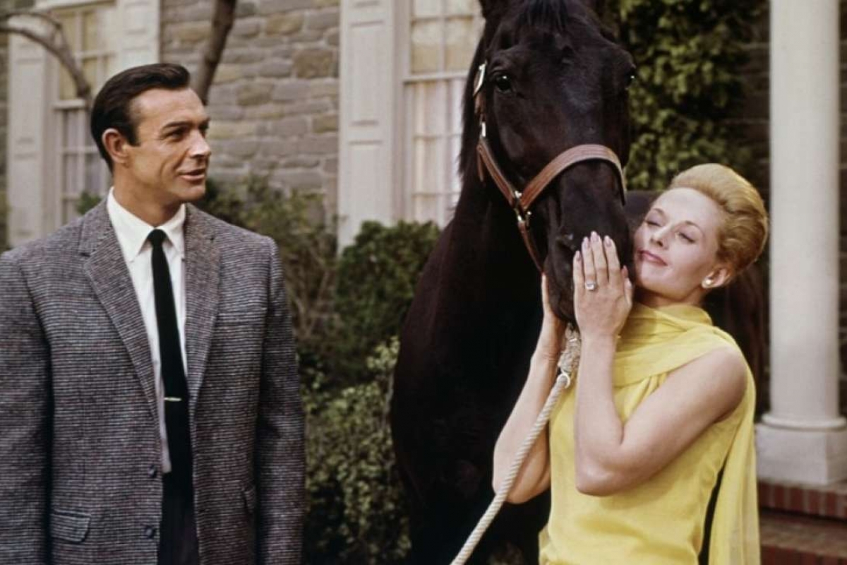 Tippi Hedren with Sean Connery in film Marnie, 1964