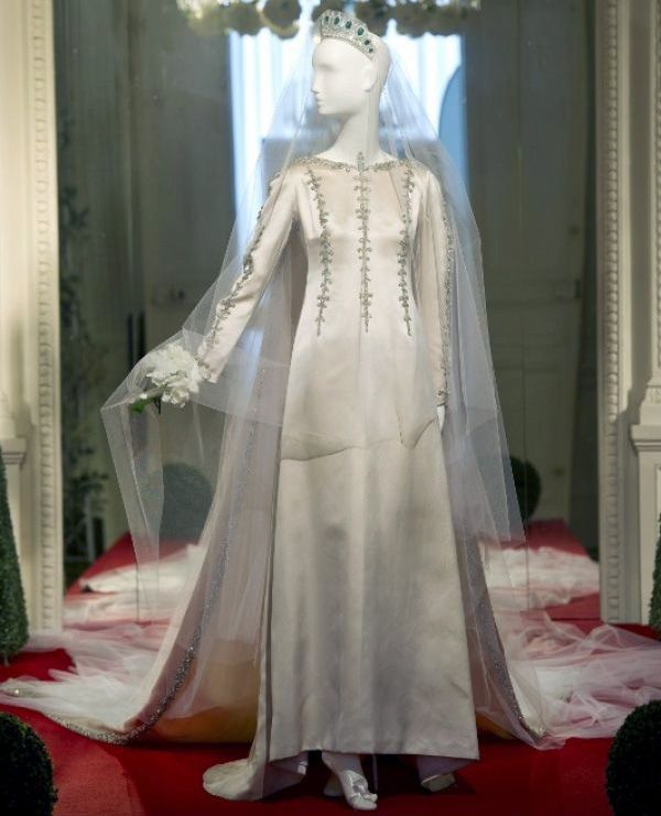 The wedding dress of Maria del Carmen Martínez Bordiú, granddaughter of General Franco, designed by Cristobal Balenciaga, 1972
