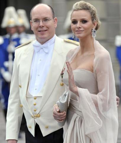 Prince Albert and Charlene Wittstock in Stockholm for the wedding of Crown Princess Victoria and Daniel Westling, 19 June 2010