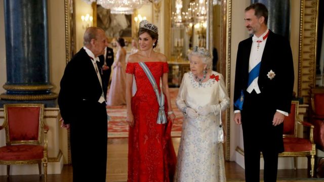 King Felipe VI, his wife Queen Letizia of Spain with Queen Elizabeth II and Prince Philip