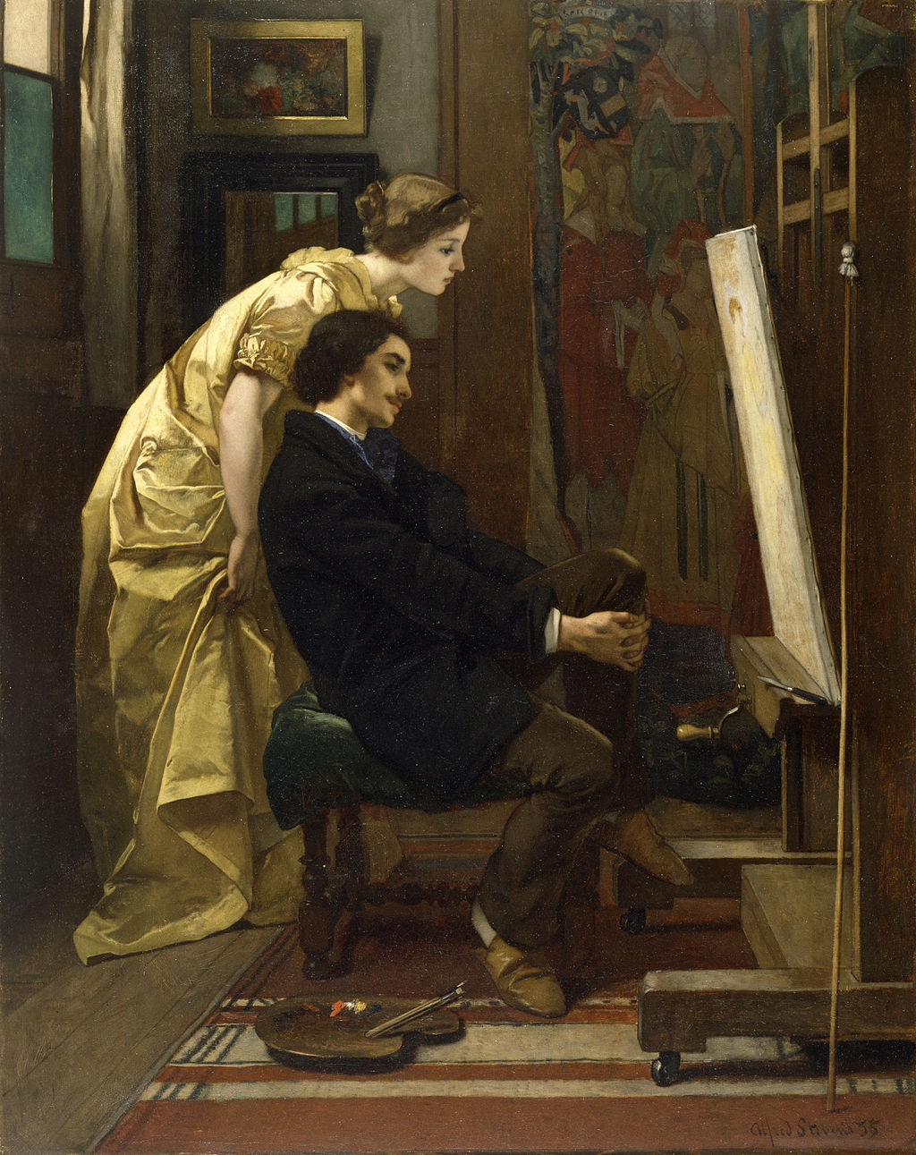 The Painter and His Model, 1855, by Alfred Stevens