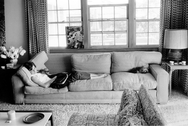 Audrey Hepburn sleep on sofa with her pet deer