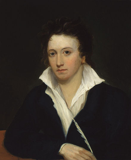 Portrait of Percy Bysshe Shelley (4 August 1792 – 8 July 1822), by Alfred Clint (1829)