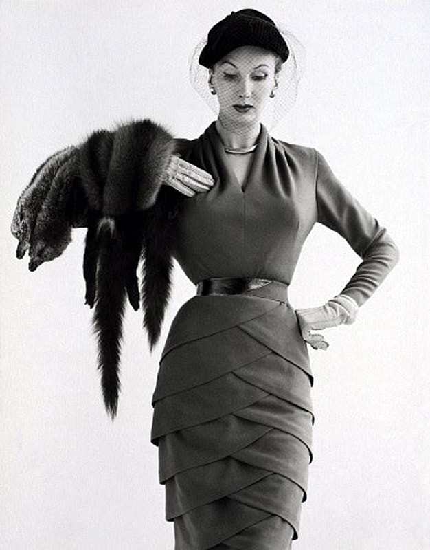 Barbara Goalen, dress by Lily Schroter, photo by John French, 1951