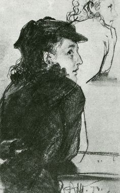 sketches (Skizzen) of a young woman by Adolph von Menzel