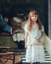 portrait of Lawrence Alma-Tadema's two daughters: Anna (in front) and Laurence by Lawrence Alma-Tadema, 1873