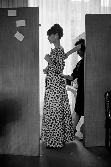 Audrey Hepburn floral dress in studio of hubert de givenchy
