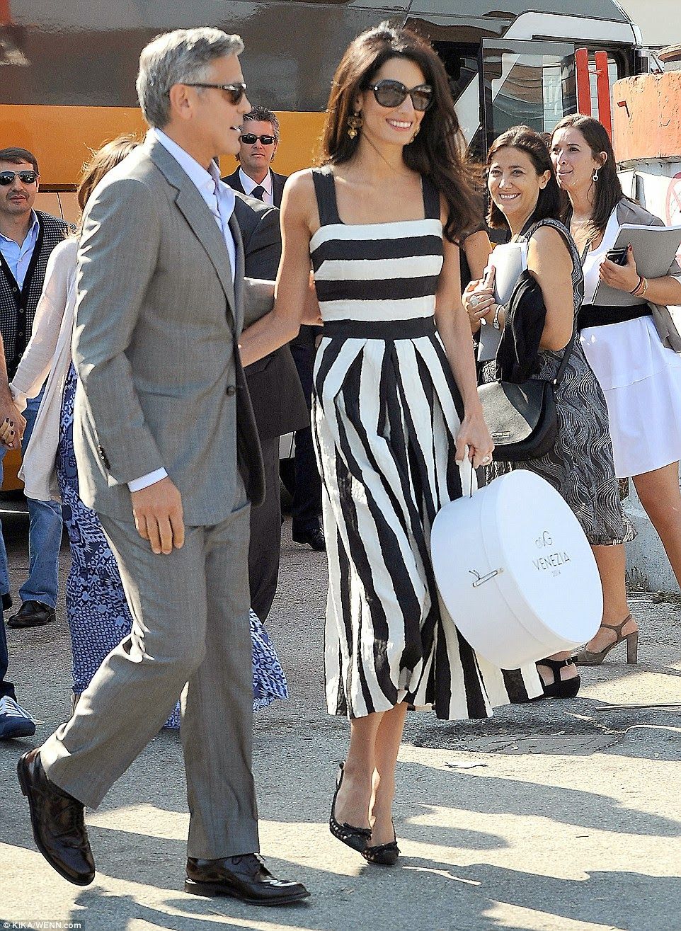 George Clooney with Amal Alamuddin in Venice before their wedding, 2014