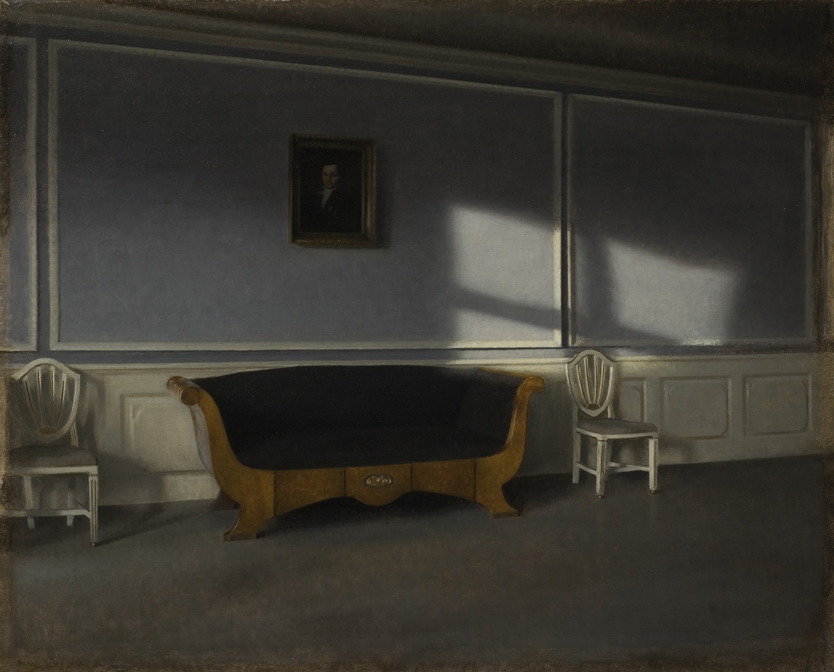 sunshine in the drawing room, by Vilhelm Hammershøi (1864-1916)