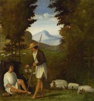 One of four paintings by Andrea Previtali which Kenneth Clark attributed to Giorgione in 1937