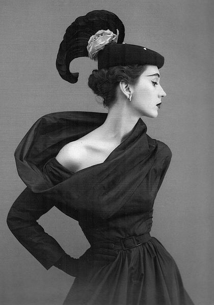 Dorian Leigh (April 23, 1917 – July 7, 2008), the first American supermodel, in Balenciaga dress